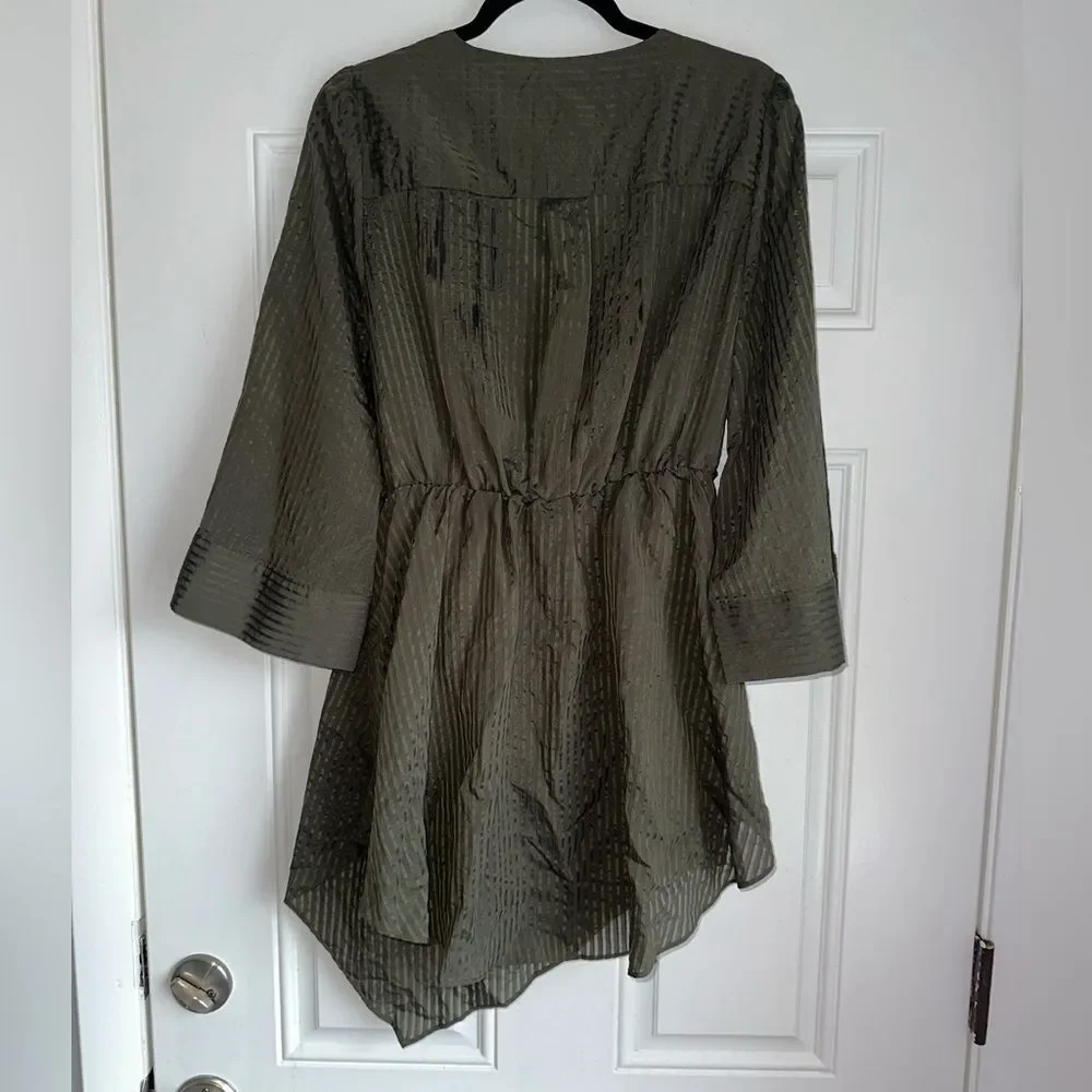 NWT CITY‎ CHIC size 12 olive jacquard wrap shirt top Whitney v-neck blouse